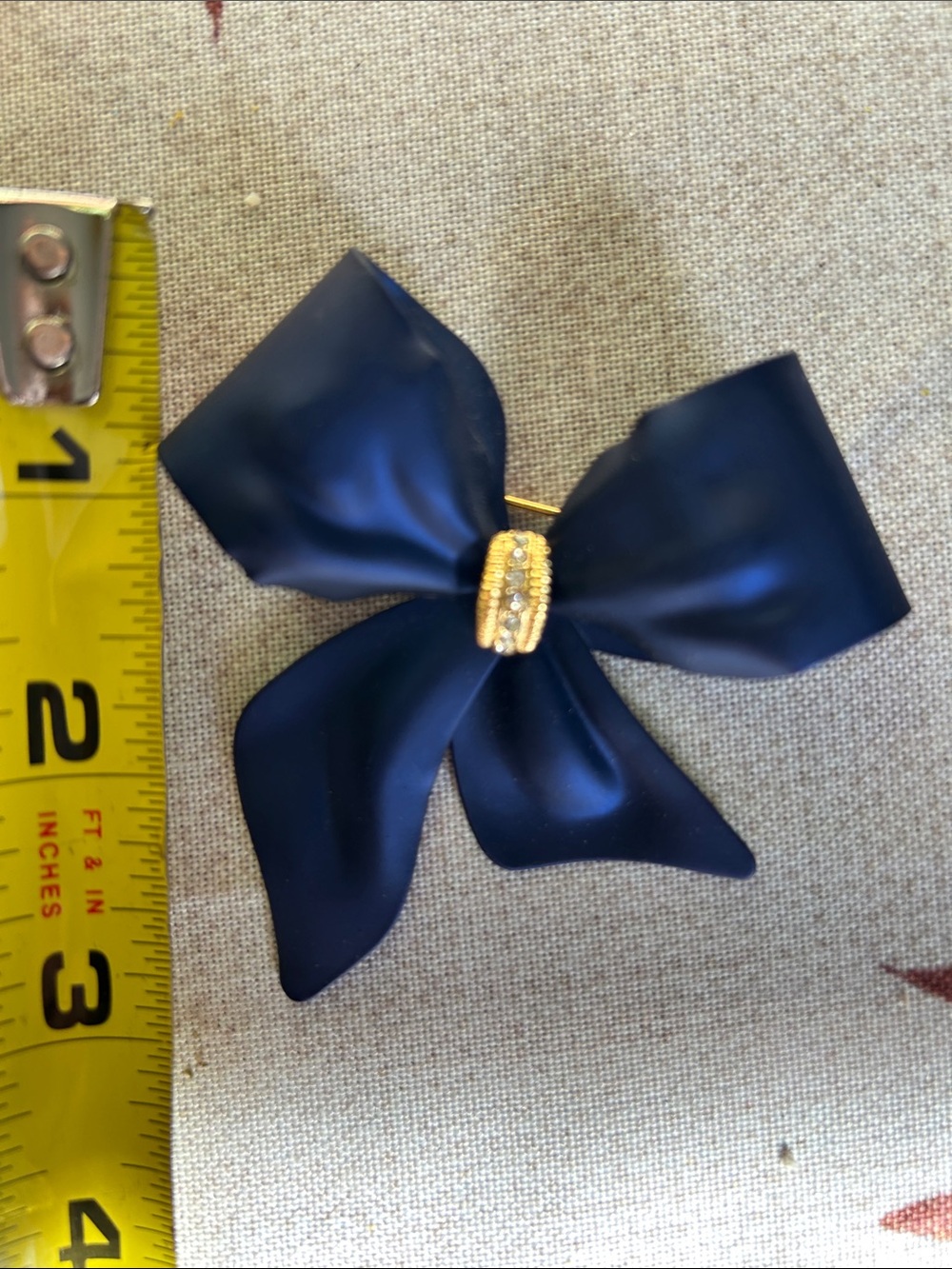Navy Blue Bow Pin - Picture 5 of 5